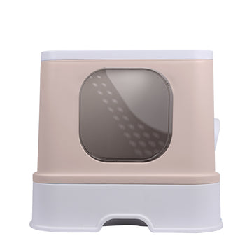 PaWz Cat Litter Box Fully Enclosed Kitty Toilet Trapping Odor Control Basin Coffee PaWz